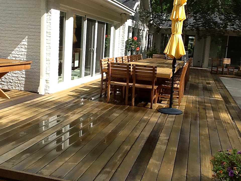 Teak dining set with umbrella in Birmingham, MI