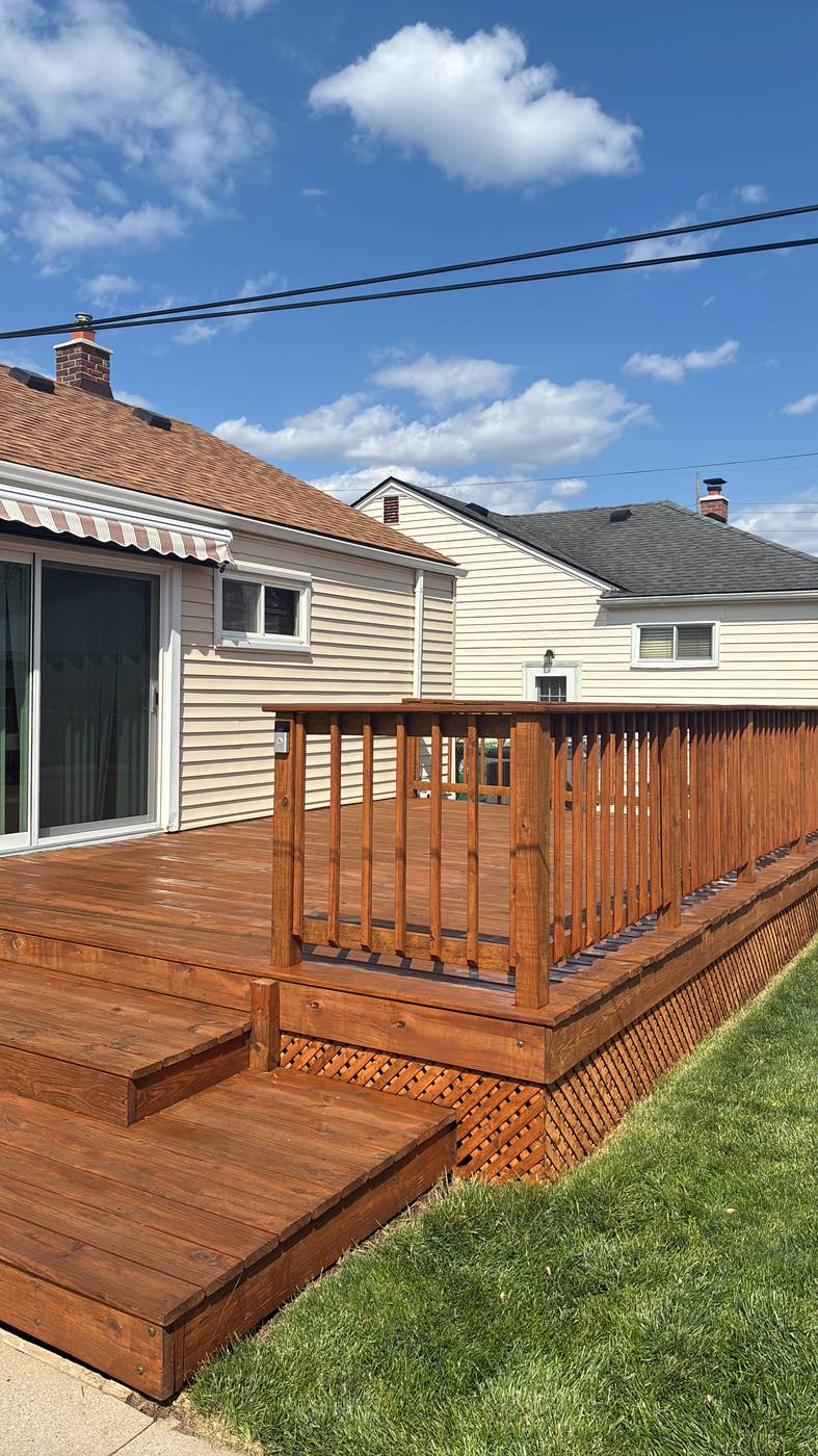 Newly stained deck in Brownstown, MI