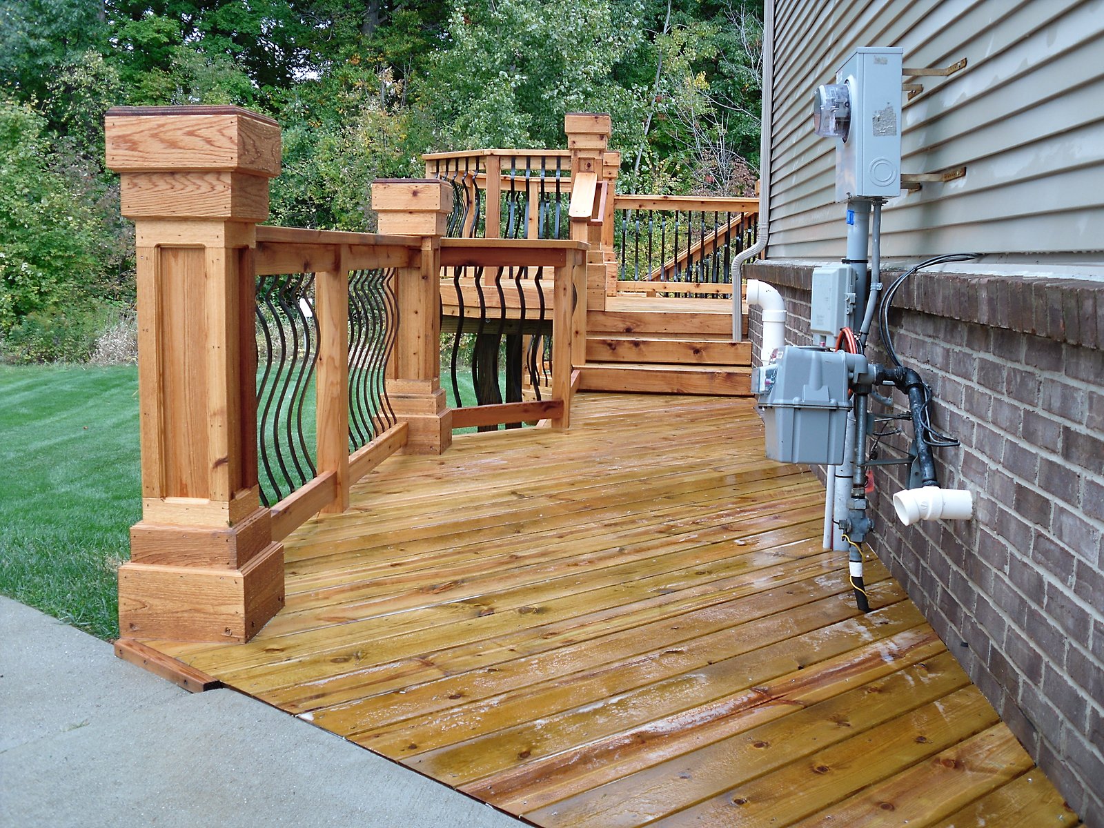 Wrought iron deck rail, close-up in Fenton, MI