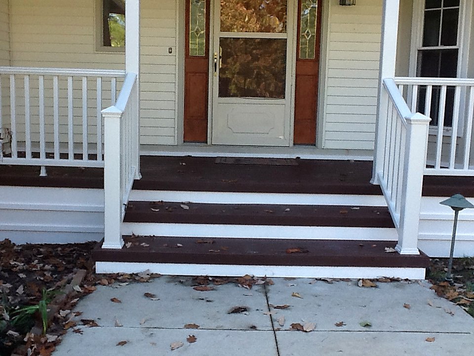 Newly restored porch steps in Hartland, MI