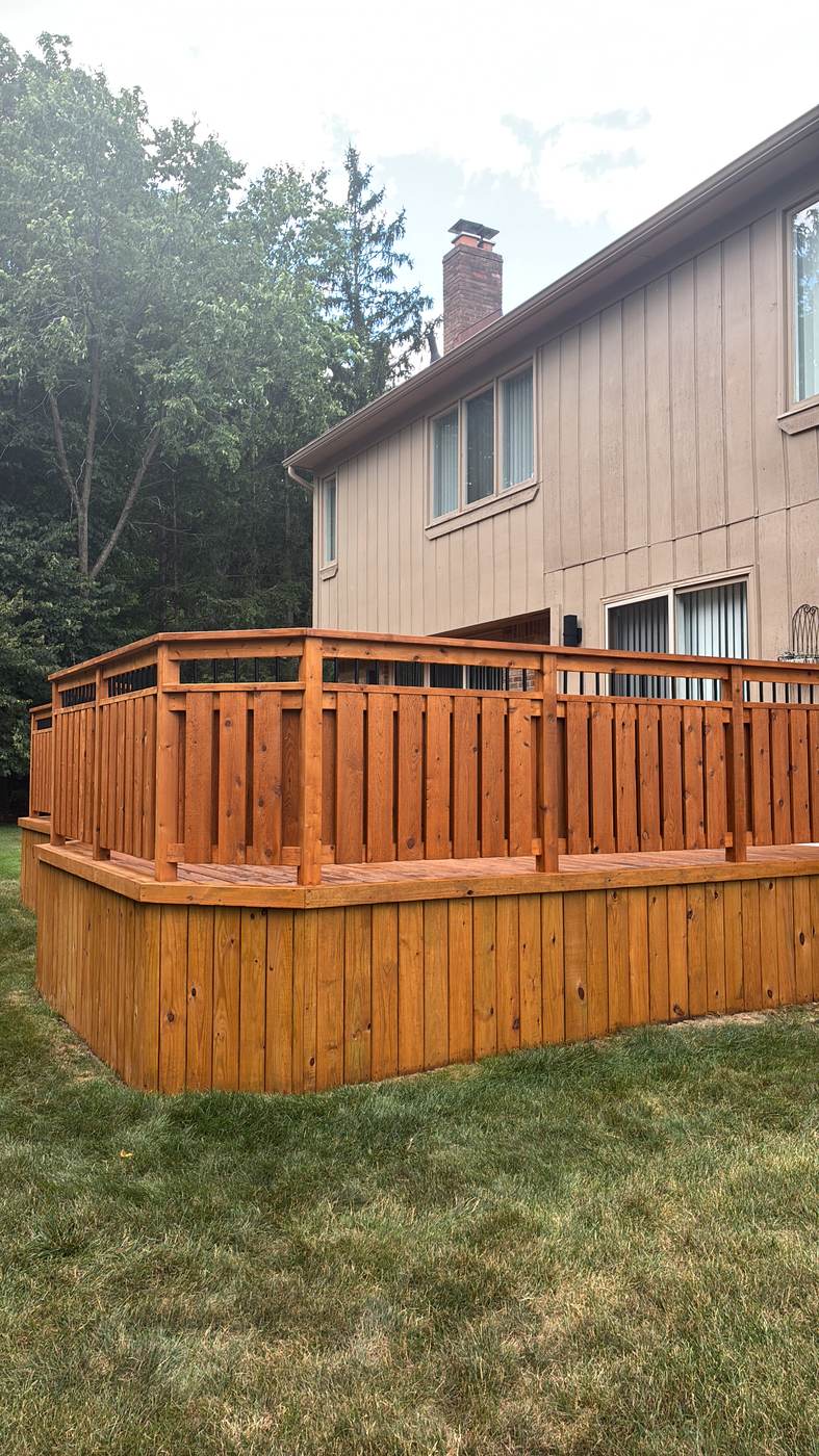 Newly stained deck in Linden, MI
