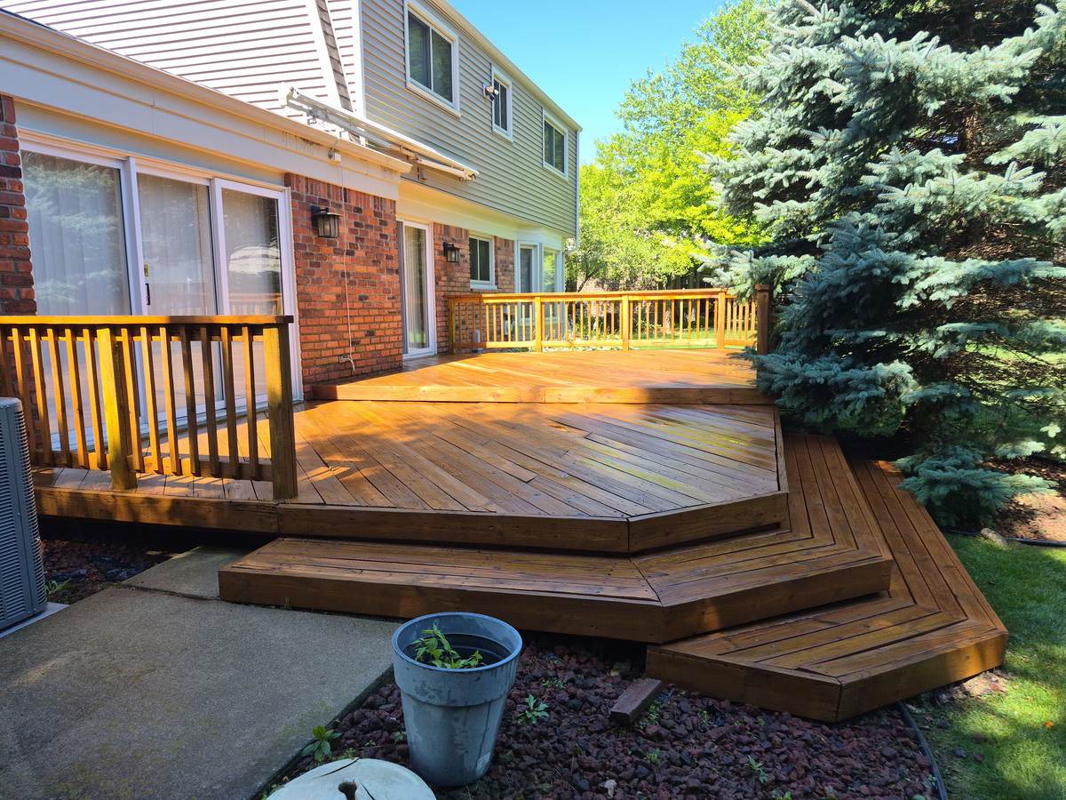 Completed deck stain in Troy, MI
