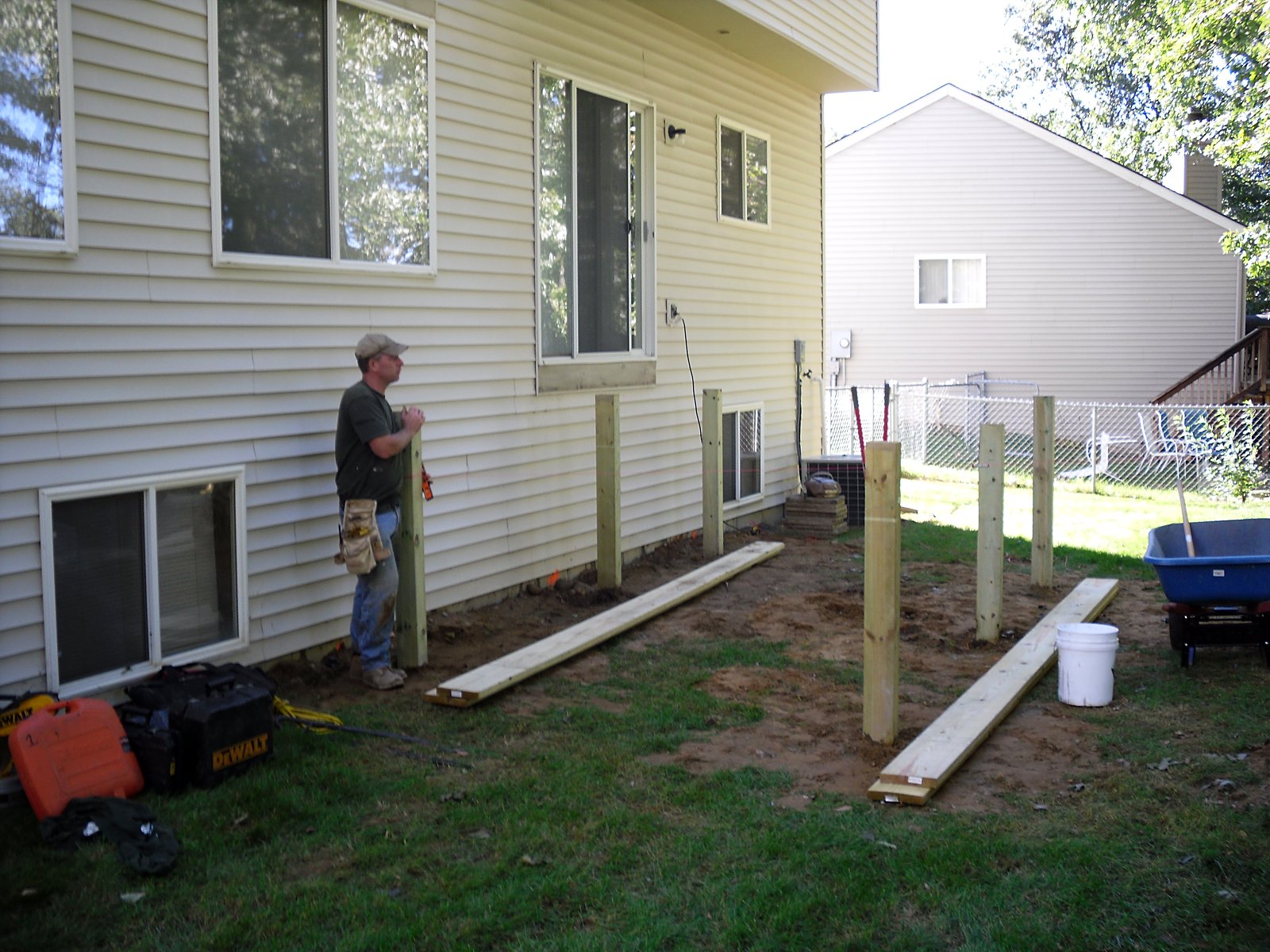 New cedar deck under construction in Holly, MI