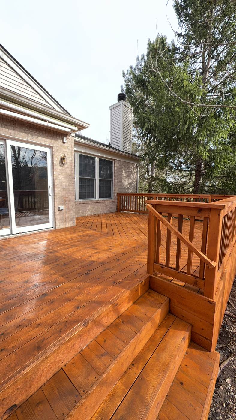 Completed deck stain in New Boston, MI