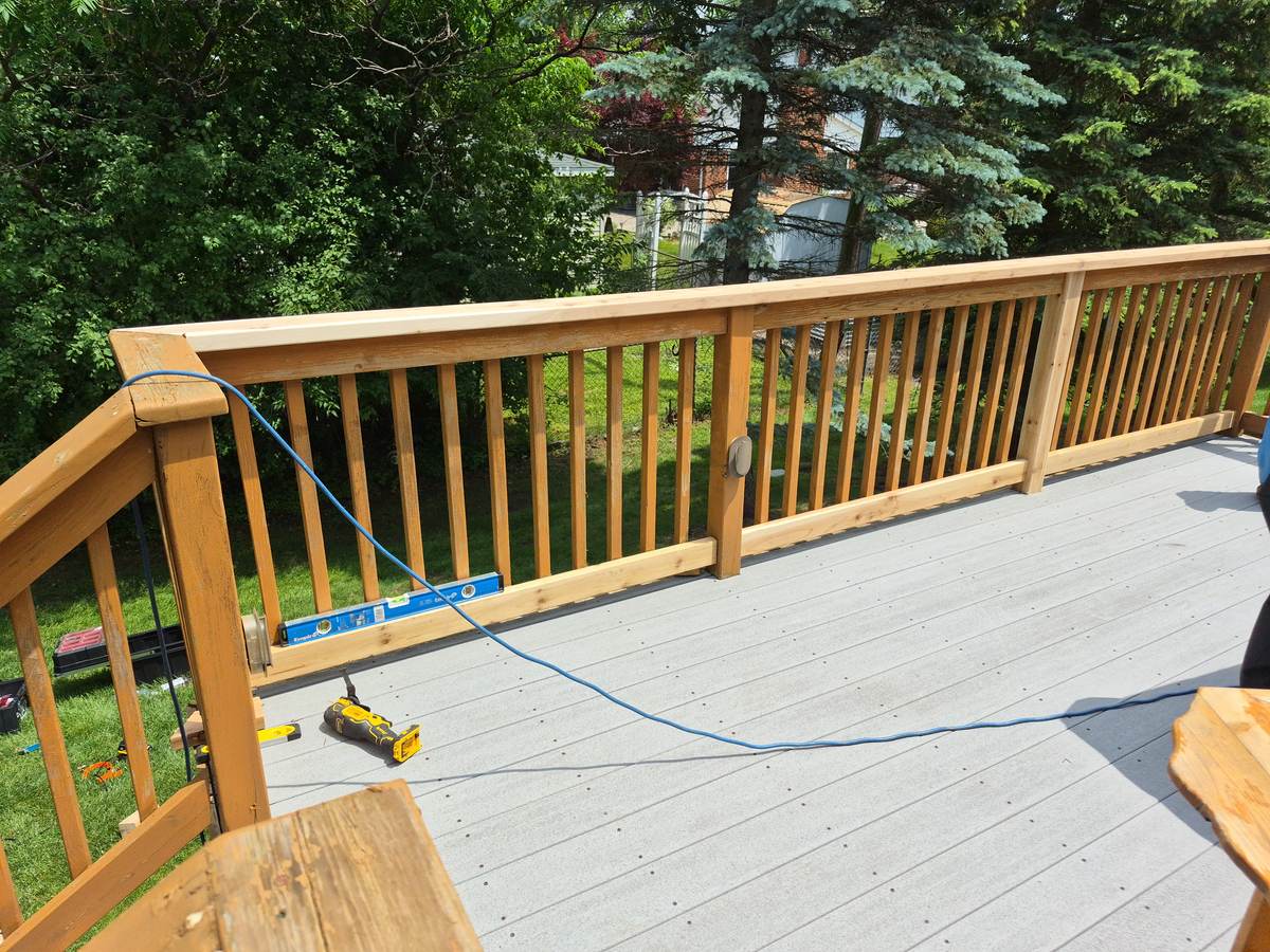 Deck repair in progress in Oakland Township, MI