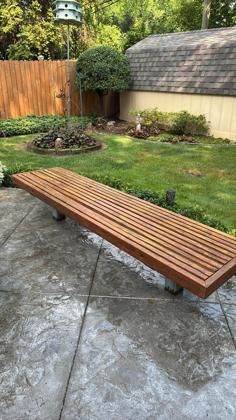 Refinished deck bench, repair job in Southfield, MI