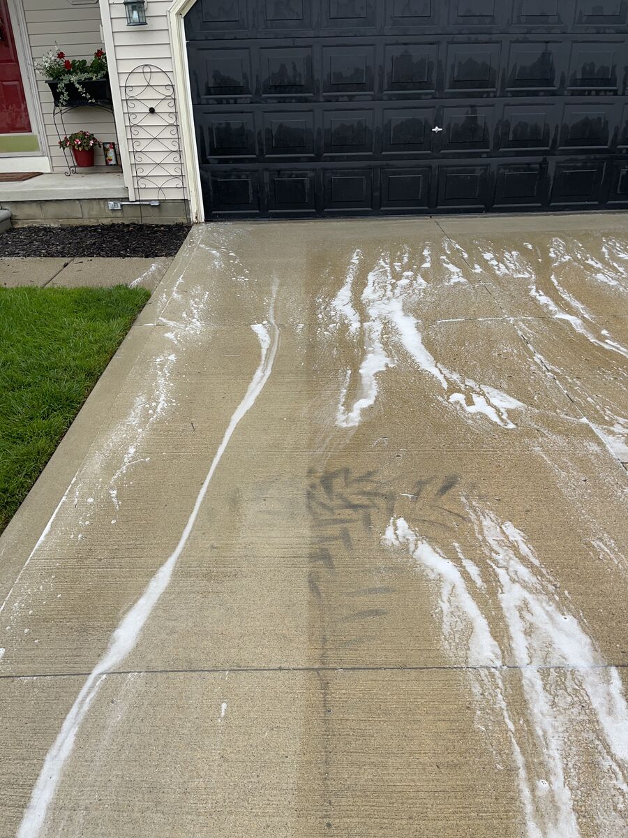 Concrete cleaning in progress in Livonia, MI